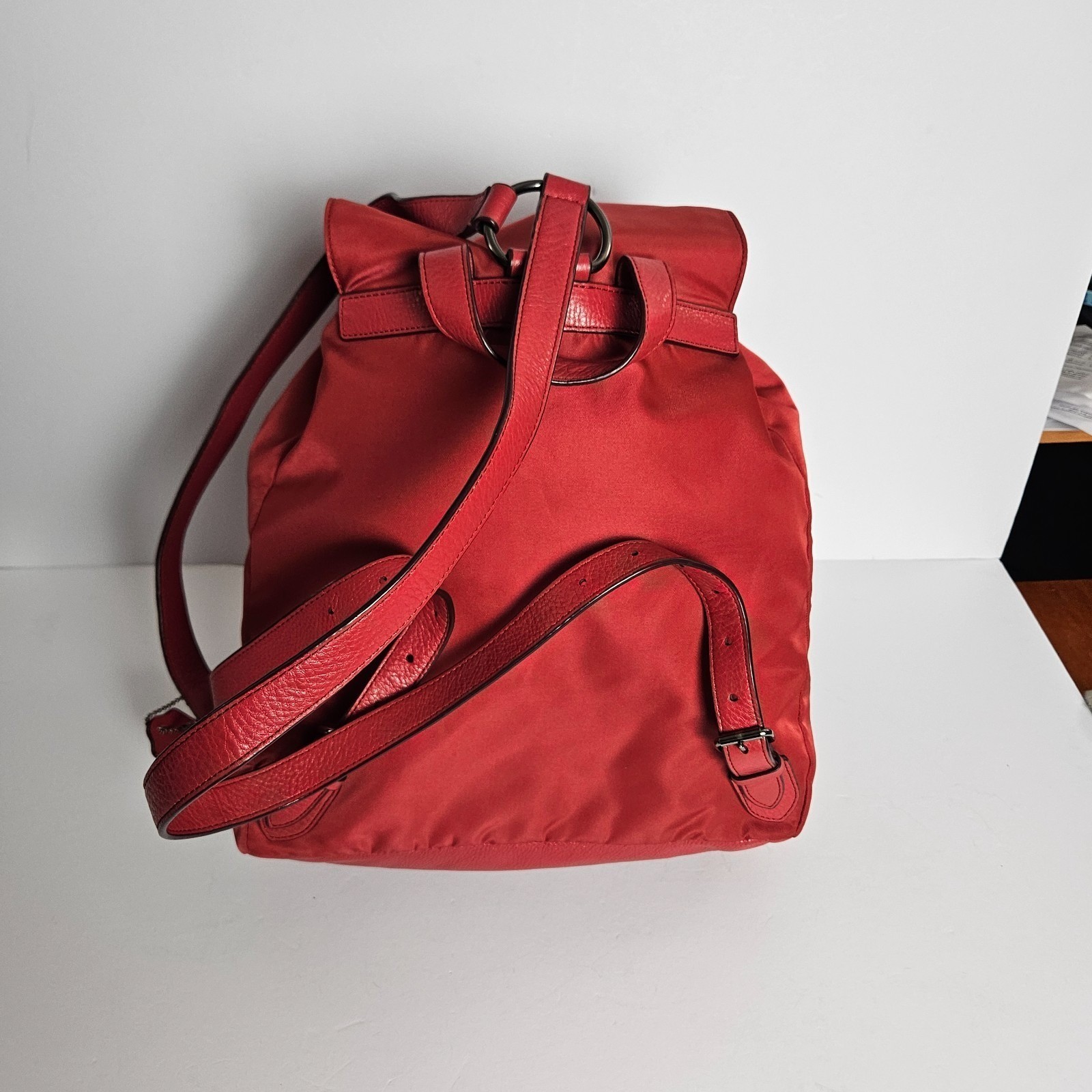 Coach Nylon Backpack Red Billie Charlie F58814 Silver Hardware Drawstring Bag