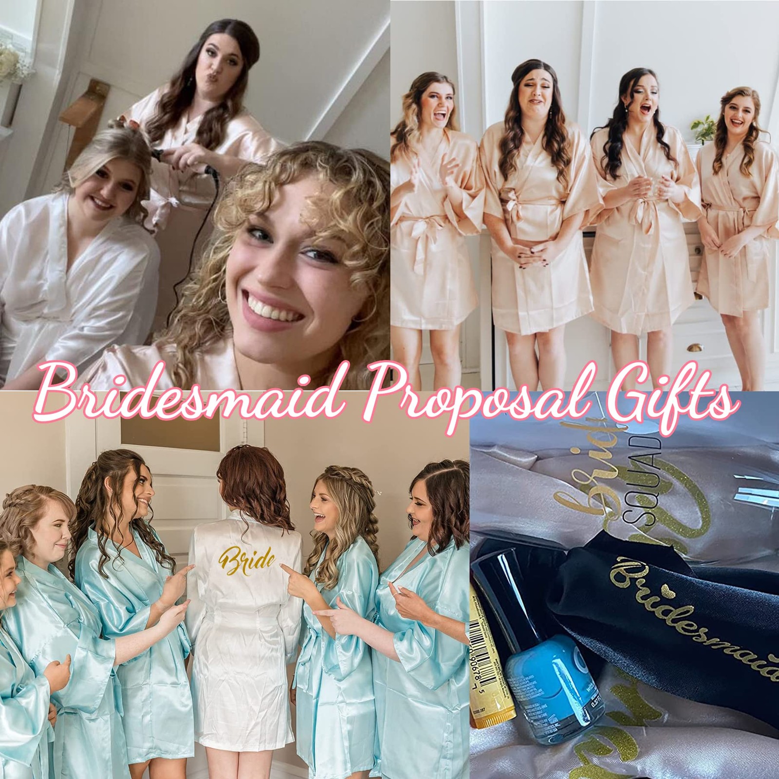 ALHAVONE Bride and Bridesmaid Robes Set of 4/5/6/7/10 Satin Bridal Robe for