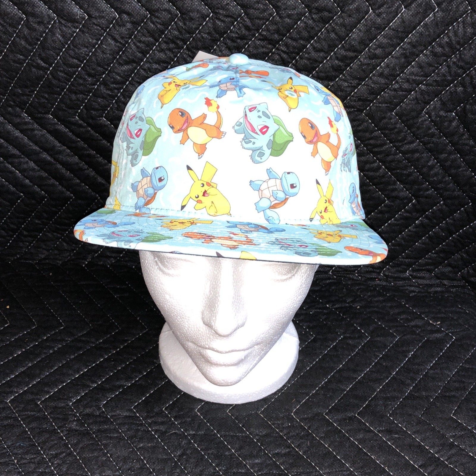 NWT Pokémon All-Over Print Snapback Hat Pikachu Charmander Squirtle Bulbasaur