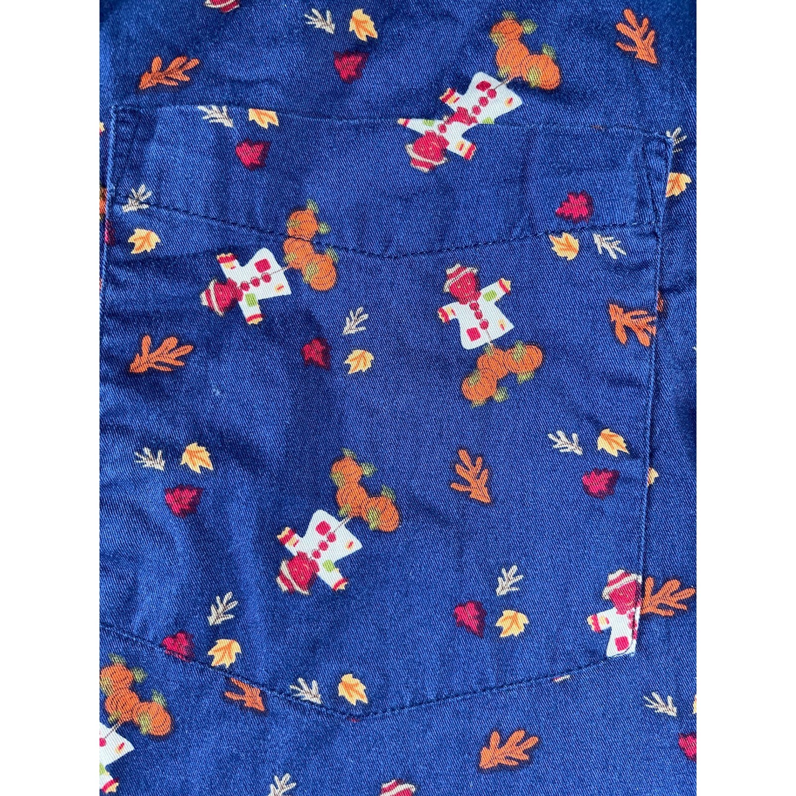 Karen Scott Womens Navy Blue Fall Scarecrow Pumpkin Cotton Button Down Shirt L