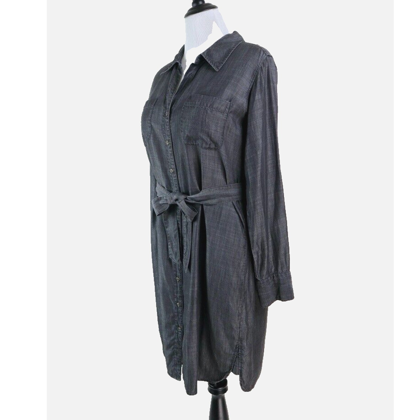 Soft Surroundings Size M Shirt Dress Woven Tencel Gray 326112
