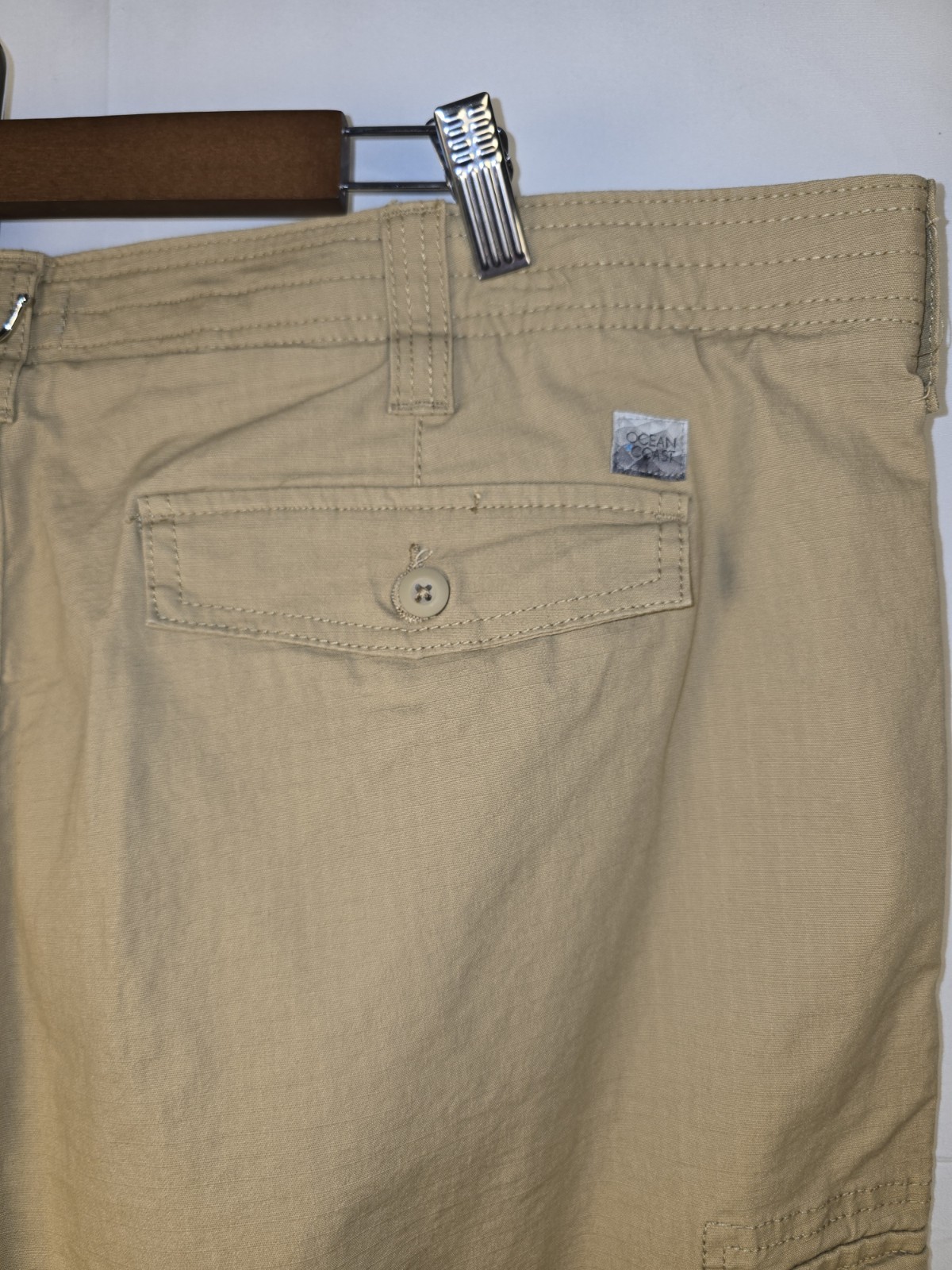 Men’s Ocean Coast Big & Tall NWT Khaki Cargo Flex Comfort Waistband Shorts 44