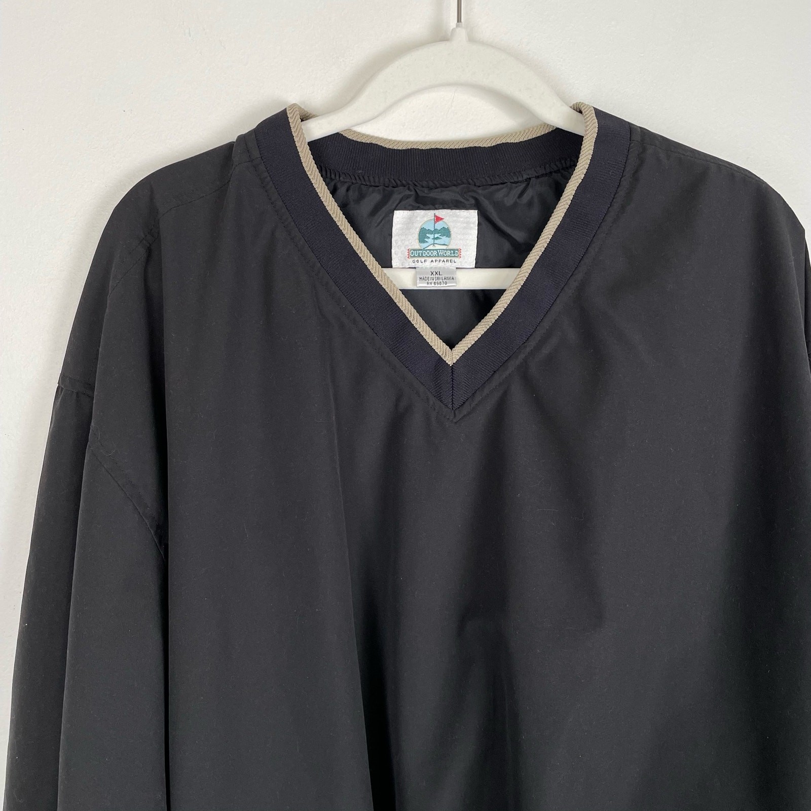 Vintage 90s Outdoor World Golf Windbreaker Jacket Pullover Mens XXL Black Retro