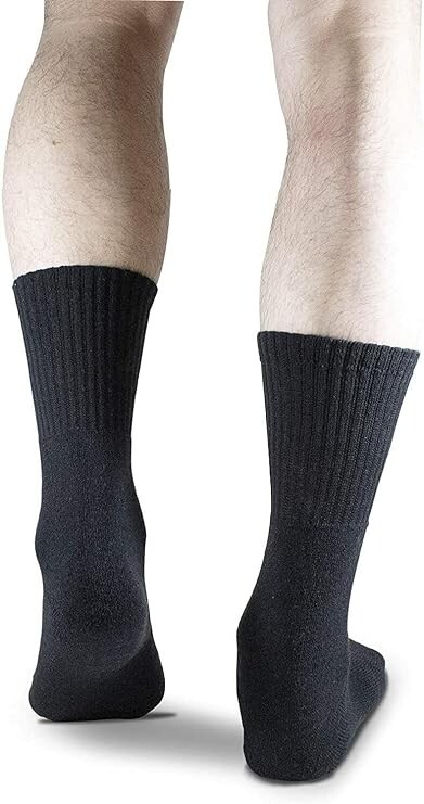 12 Pairs Men’s Black Cotton Crew Socks Sports Athletic Work Size 10-13