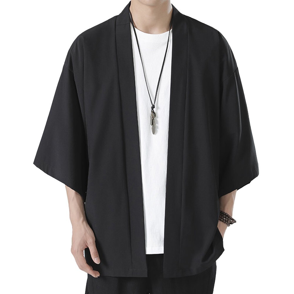 Comfy Fashion Shirt Jacket Yukata 3/4 Sleeve Cardigan Coat Japanese Kimono