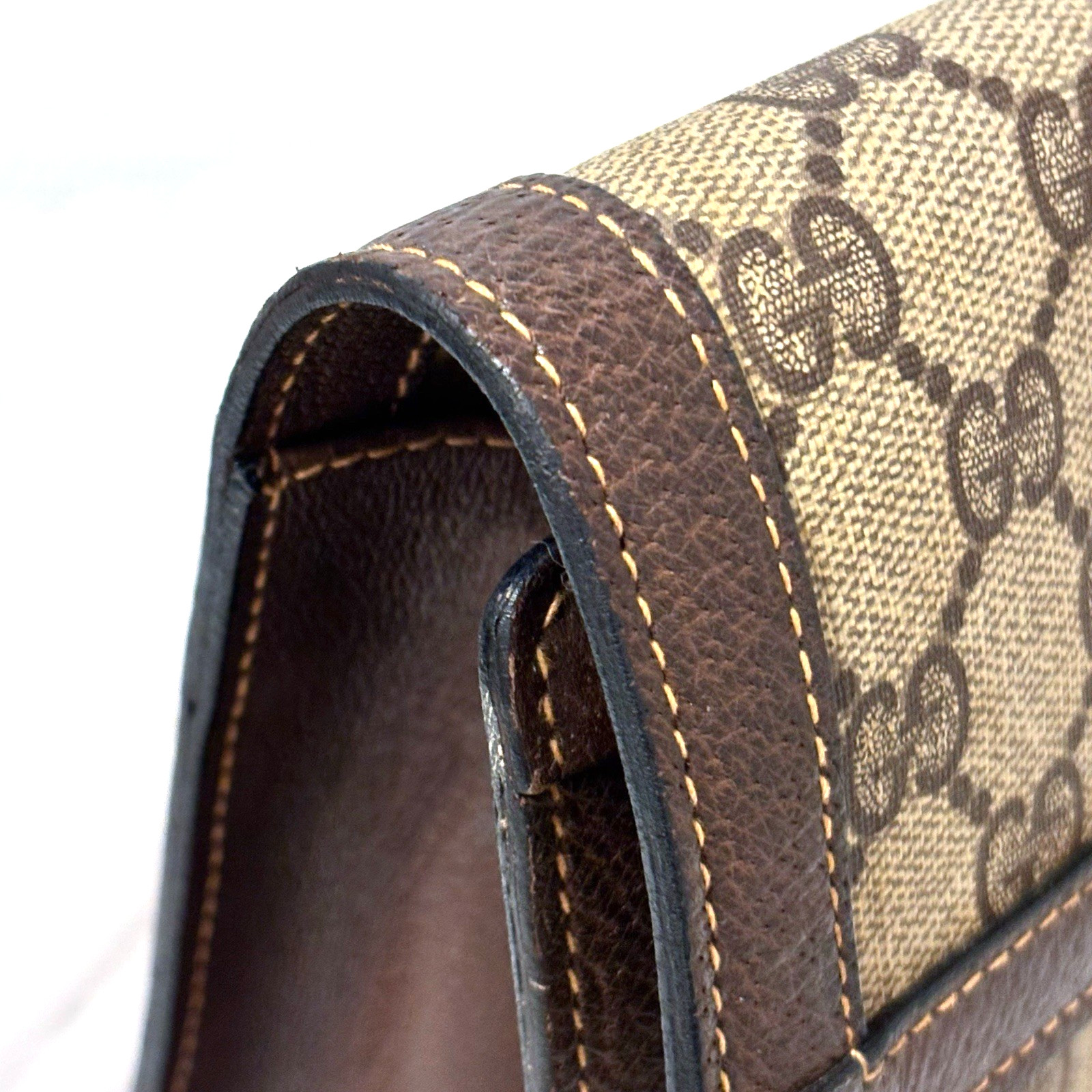 Gucci Sherry Line Clutch Bag PVC Leather Vintage GG Authentic