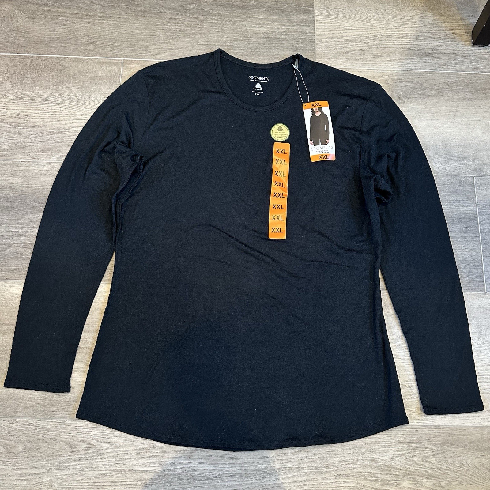 NWT Segments Seg’ments 100% Merino Wool Black Long Sleeve Shirt Women’s Size XXL