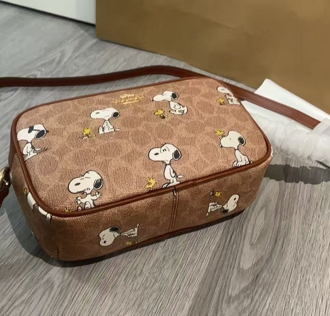 NWT Coach X Peanuts Jamie Camera Bag In Signature Canvas With Snoopy Print CBM27