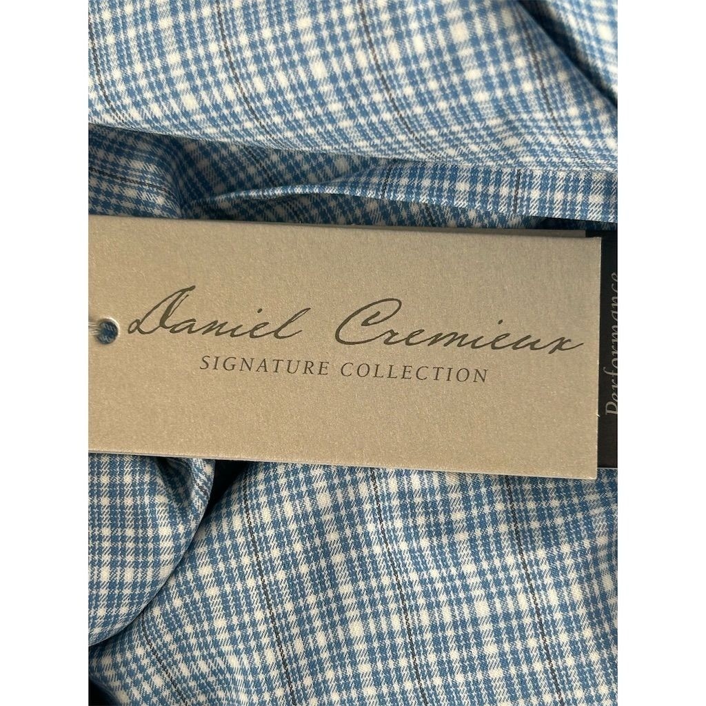 NEW Daniel Cremieux Performance Mens SMALL Blue Plaid Short Sleeve Shirt