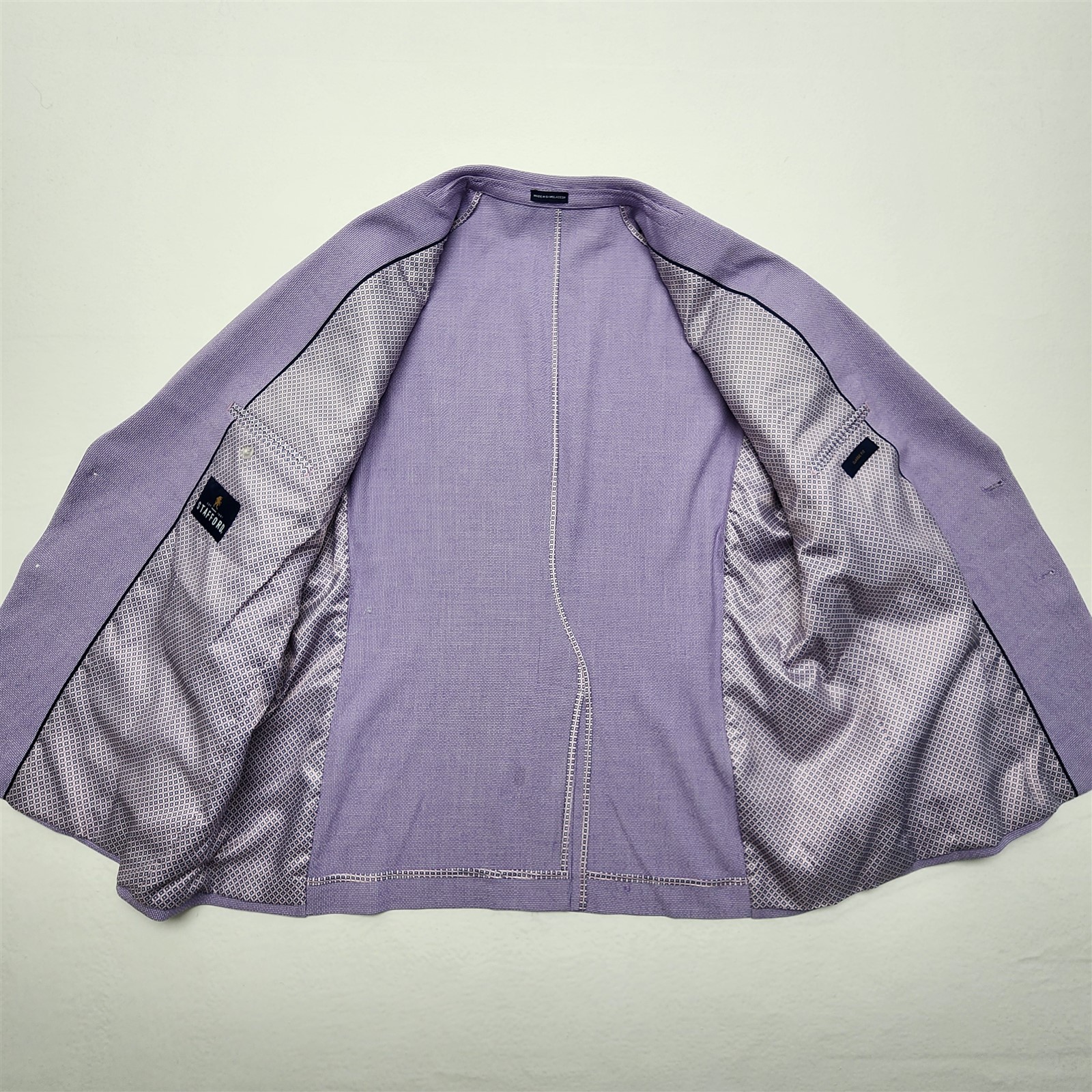 Stafford 52R Purple Micro Houndstooth Unstructured Soft Shoulder Blazer Jacket
