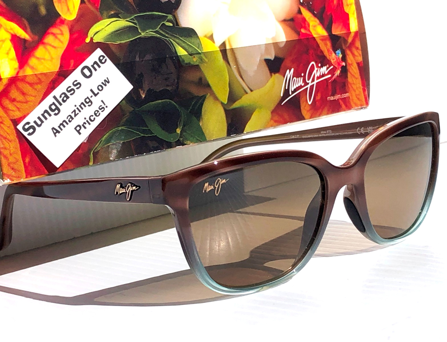 NEW Maui Jim HONI Sandstone & Blue POLARIZED HCL Bronze GLASS Sunglass HS758-22B