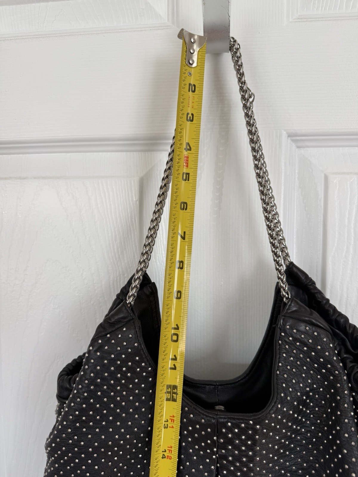 Elie Tahari Bianca Tote Shoulder Bag handbag Studded leather with metal straps