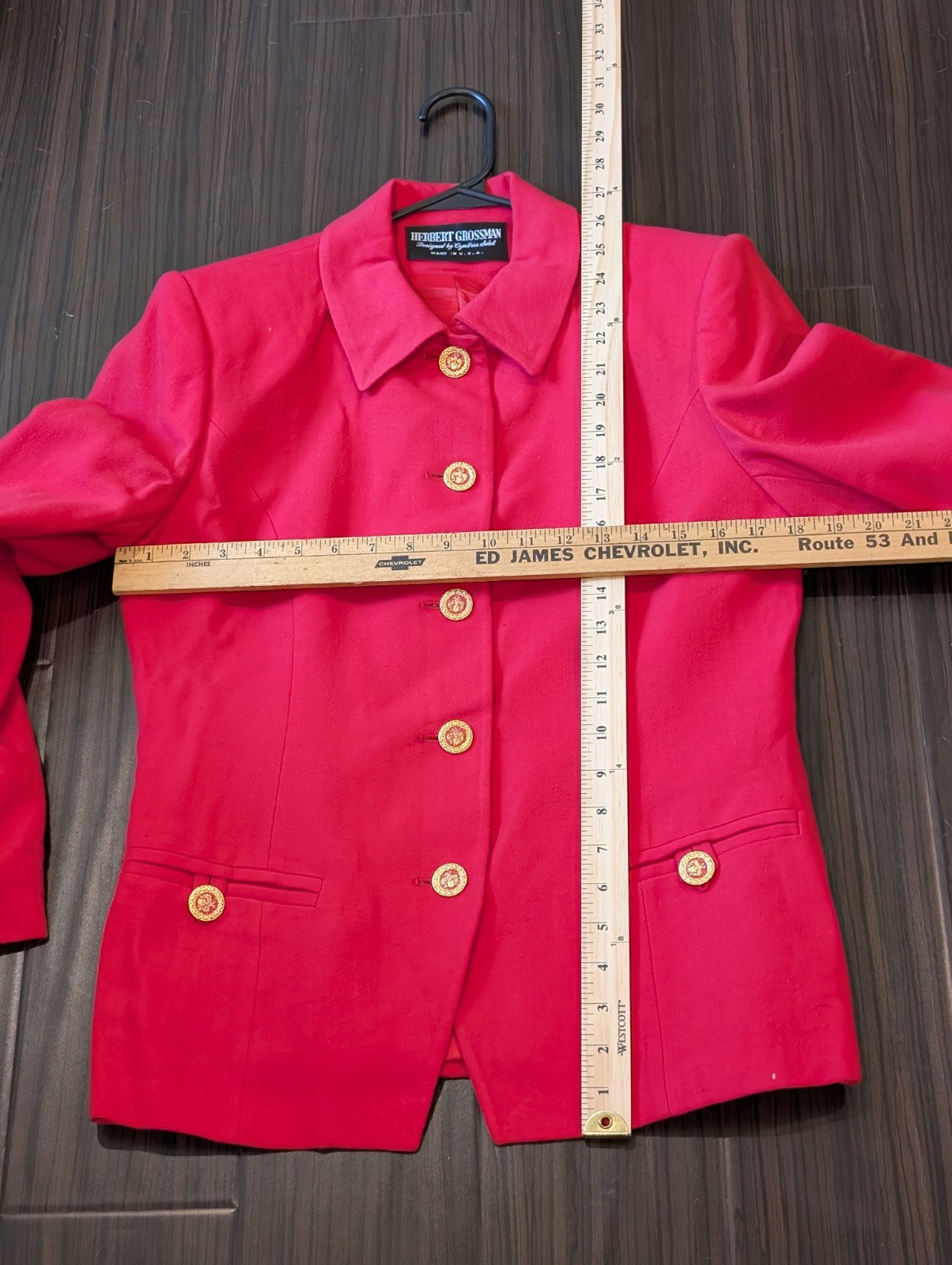 Vtg Herbert Grossman Cynthia Sobel Pink Light Red Blazer Suit Jacket 8