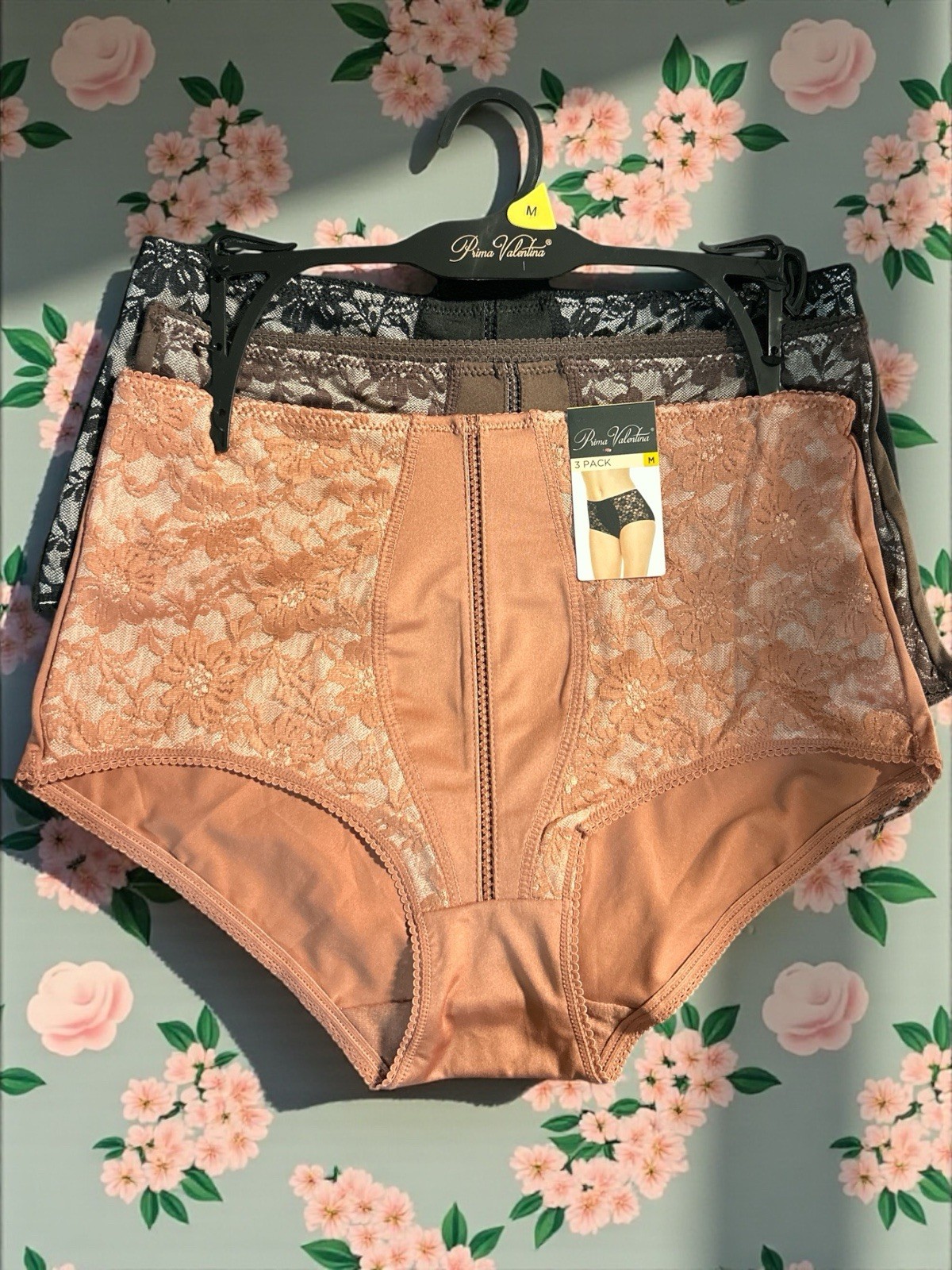 PRIMA VALENTINA 3 Pcs LACE BRIEFS HICUT~STYLE 68022~MULTICOLOR~SEAMLESS MF~L