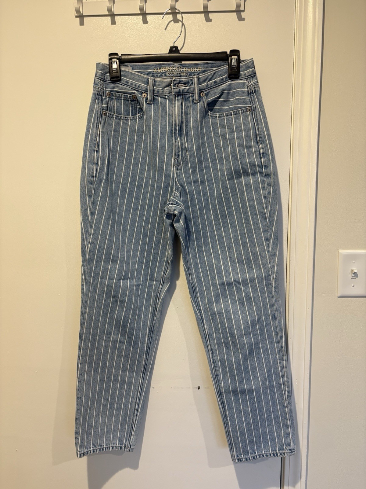 American Eagle Outfitters Preppy Women’s Striped Straight Crop Jeans, Cotton