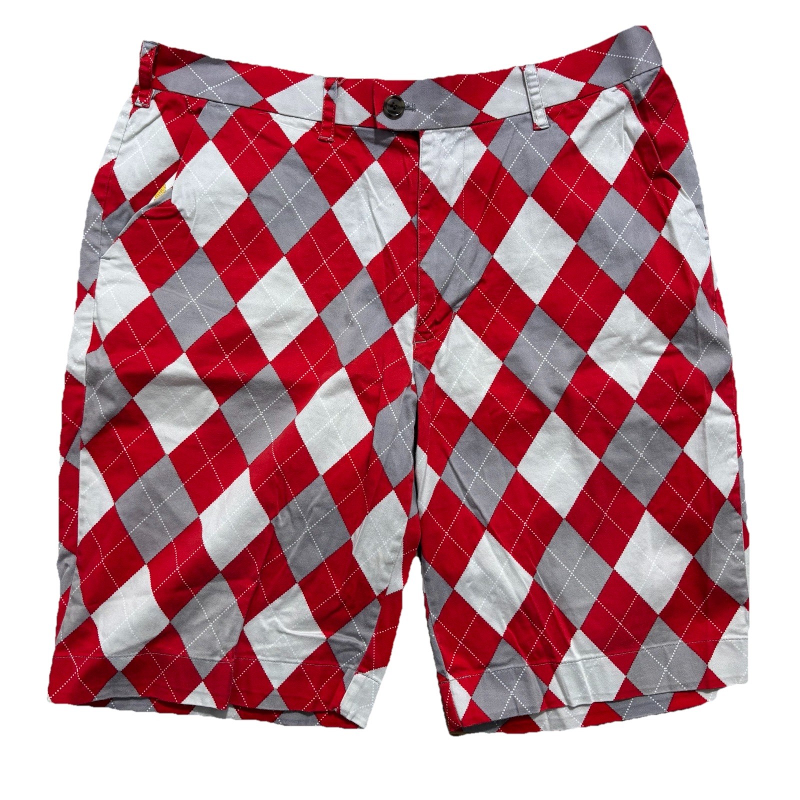 Loudmouth Golf Shorts Men’s Sz 36 Red White Argyle Diamond Country Club Preppy