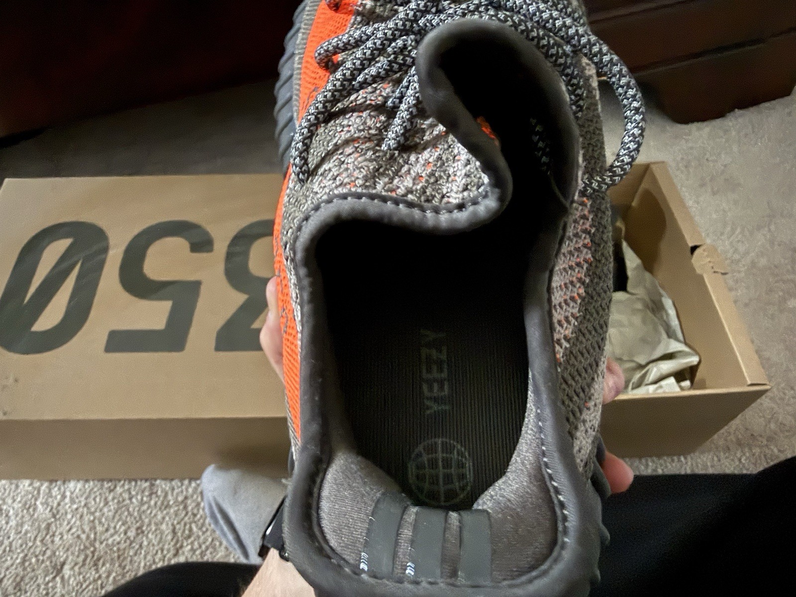 adidas Yeezy Boost 350 V2 Carbon Beluga Low Top HQ7045 Gray Orange Black