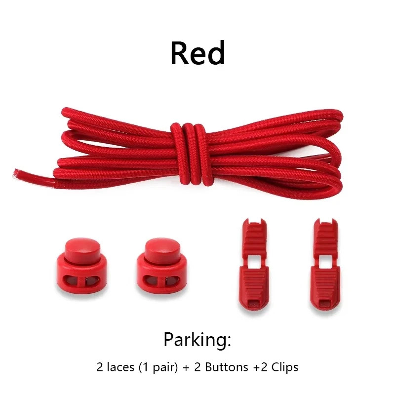 No Tie Elastic Shoelaces Lock Laces Shoe Strings Sports w/ Locking Toggle