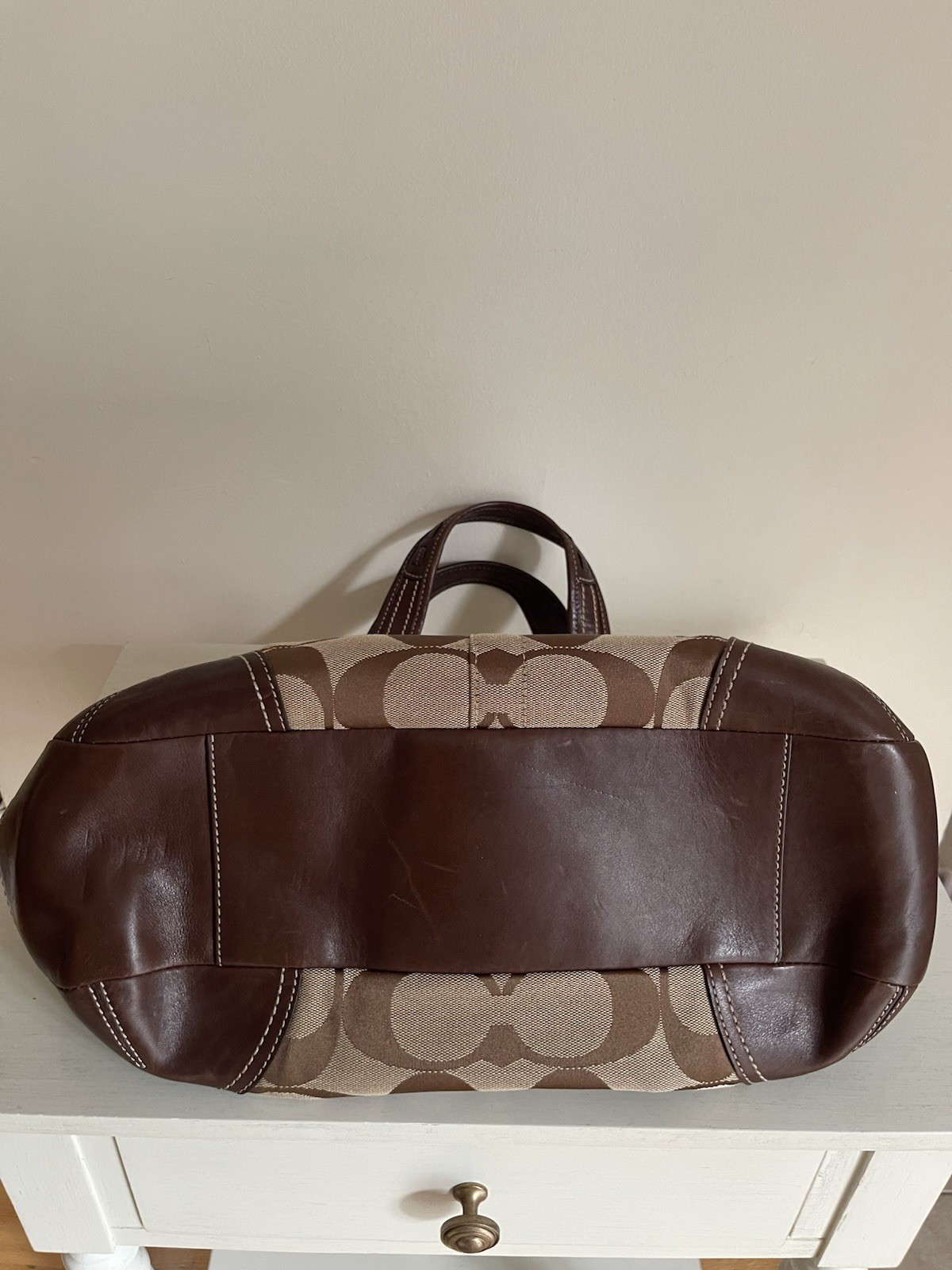 Vintage Coach Brown Signature Canvas Ergo Shoulder Bag