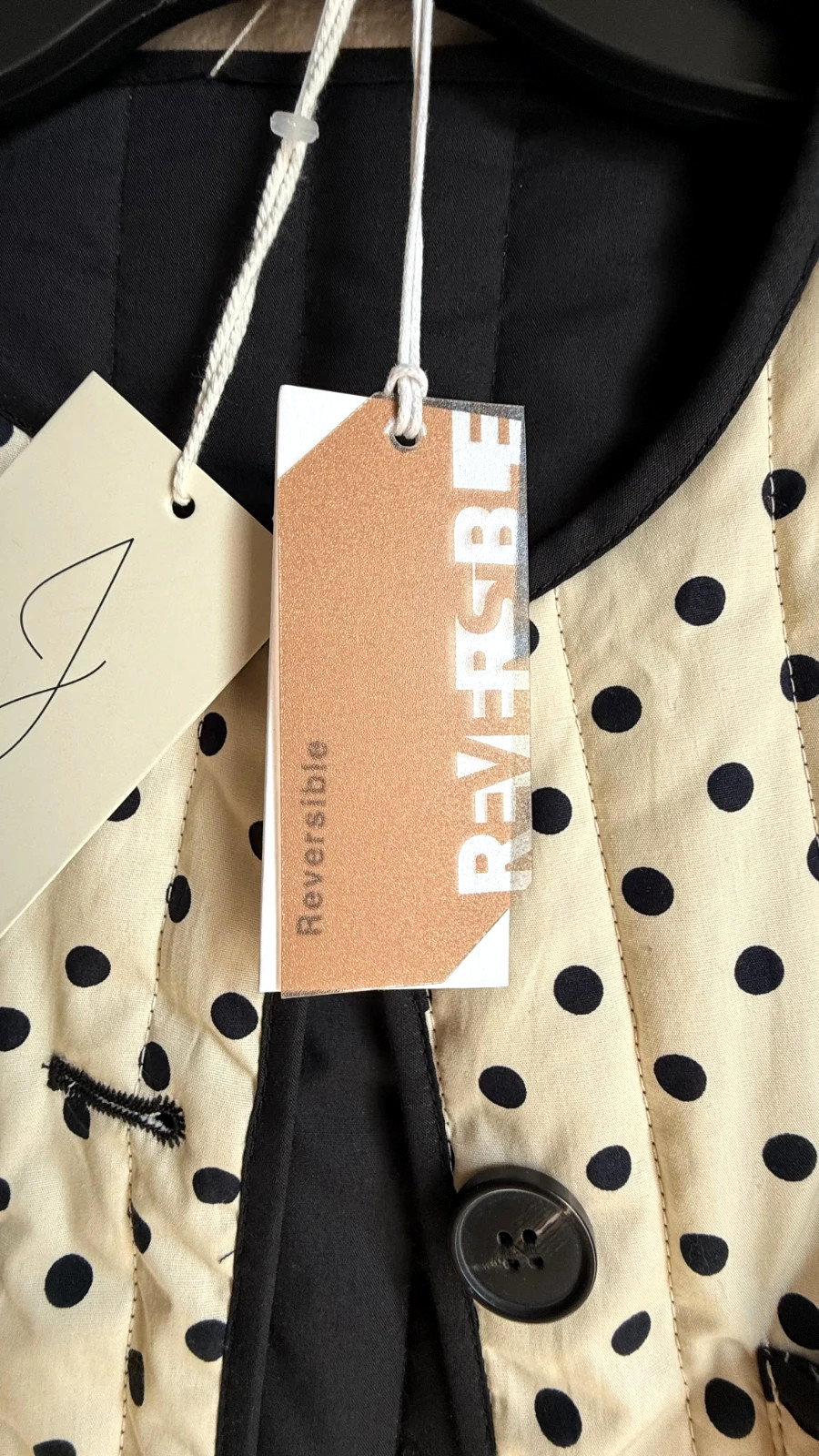 Joie Reversible Quilted Jacket Cream Polka Dot Black Cotton Size S NWT