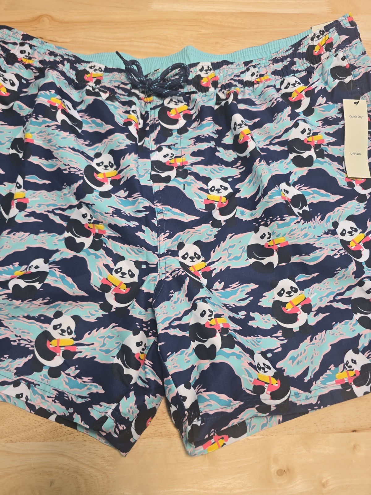 No Boundaries Men’s Elastic Waist Swim Trunks 6″ Inseam Multicolor 2XL (44-46)