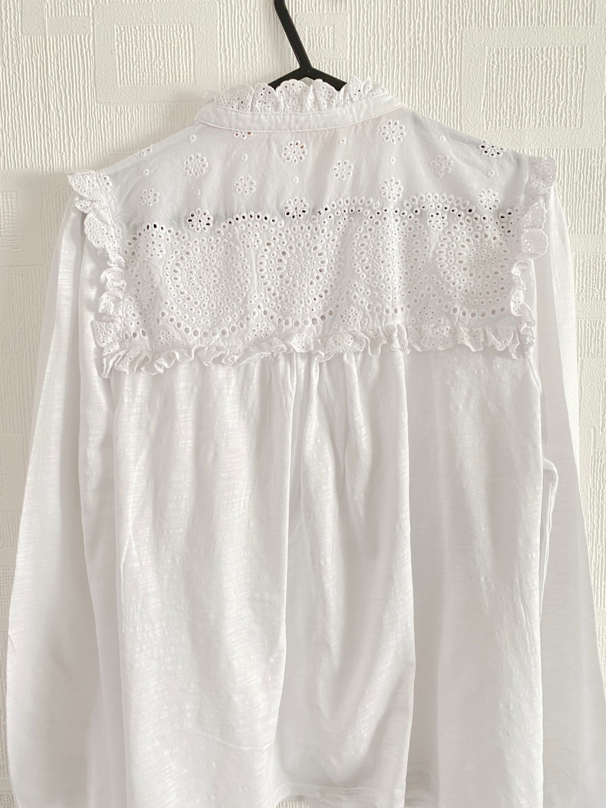 Boden White Broderie Yoke Jersey Top size 14 NEW