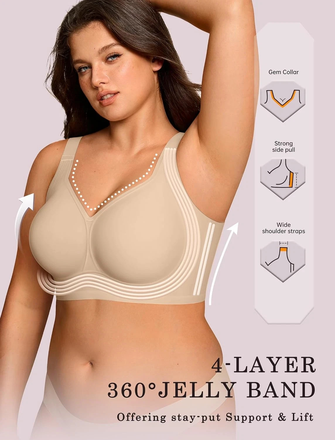 OEAK Women’s Wireless Jelly Bra, Medium, (10)