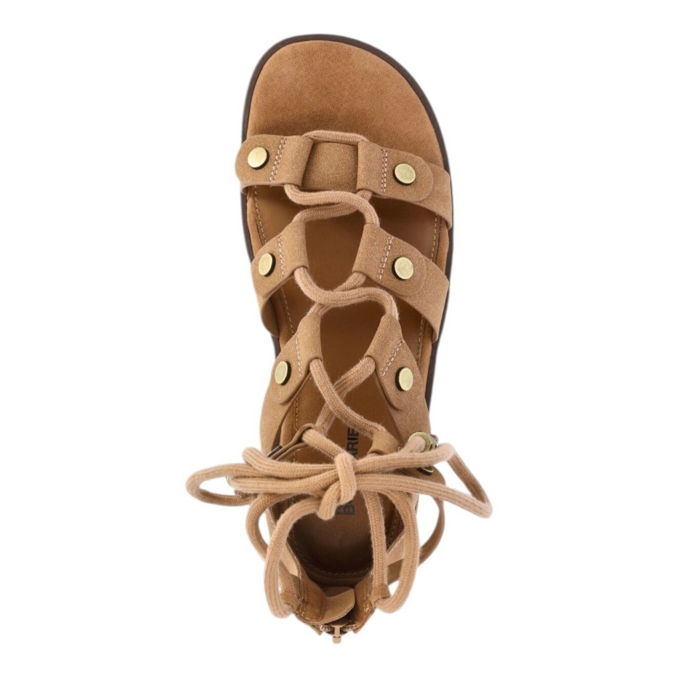 Lace-Up Gladiator Faux Suede Sandals Cognac Brown Size 11 New NWT
