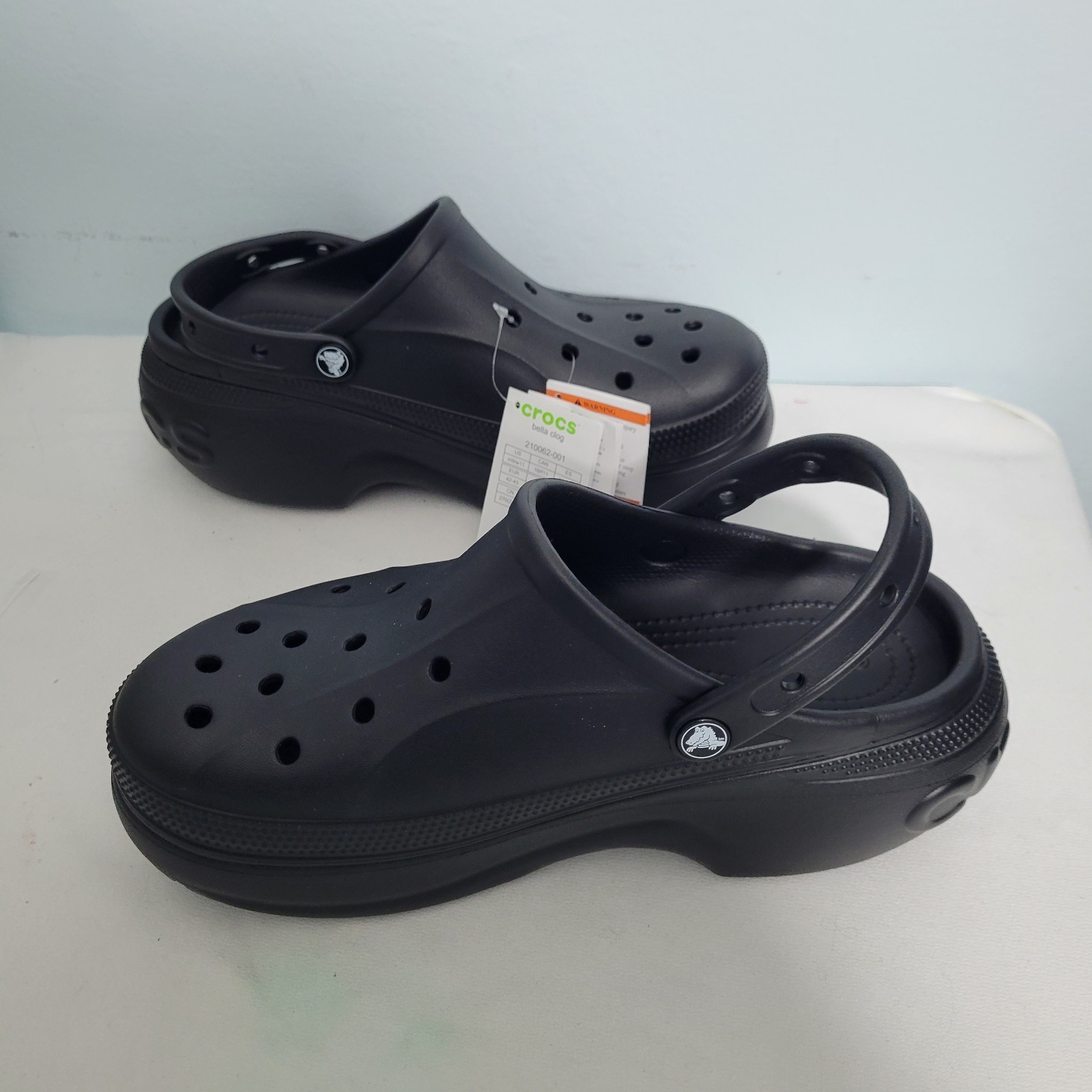 Crocs Bella Black Platform Clogs Size 11W/9M NEW 12426-2836