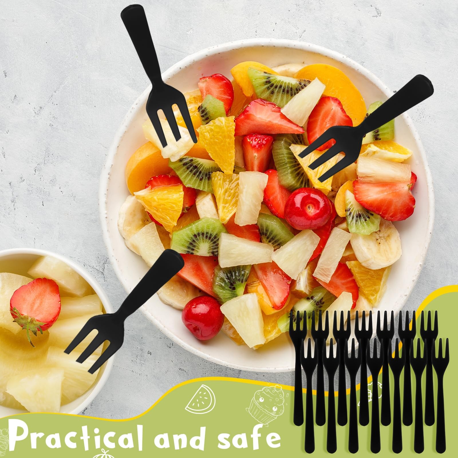 Skylety 500 Pcs Plastic Mini Forks 3.7 x 0.6 Inch Tiny Small Disposable