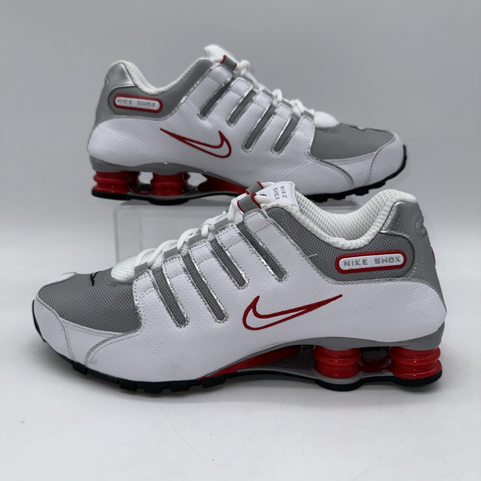 Nike Men’s Size 9 Shox NZ (378341 104) White/Silver Running Sneaker Sports