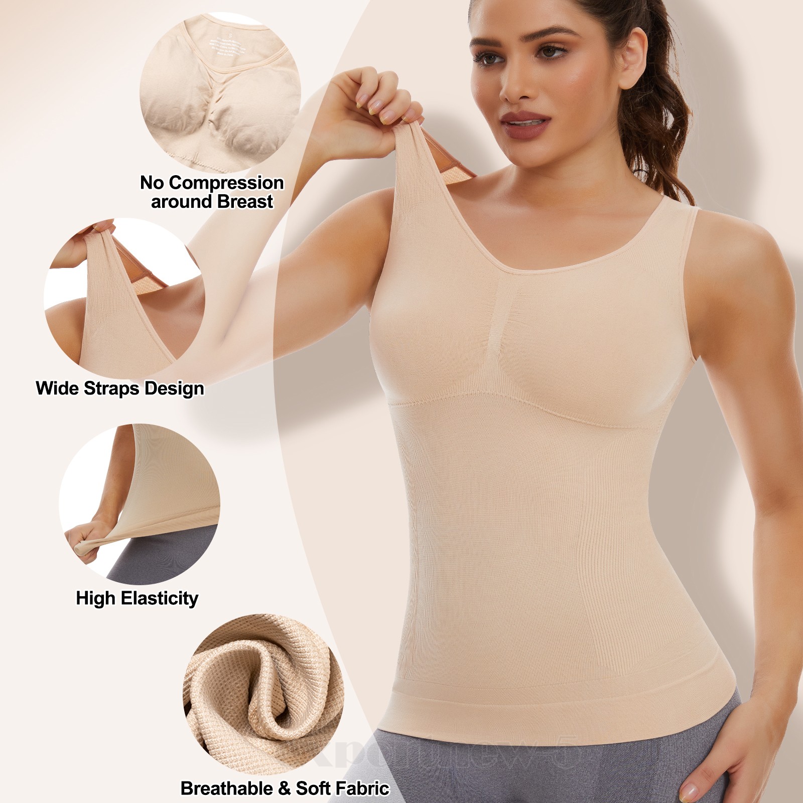 Women’s Removable Bra Shapewear Slimming Body Tummy Waist Cami Shaper Tank Top