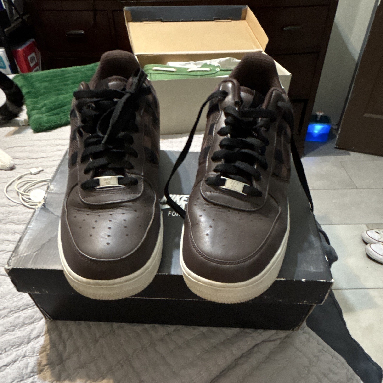 Nike Air Force 1 Premium ’07 Low Top Plaid Sneaker Brown/Black/White 315180-224