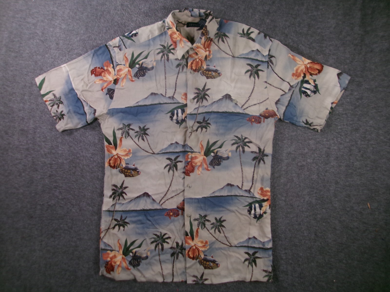 Izod Shirt Men S Hawaiian Aloha Floral Tropical Button Up Resort Beach Summer