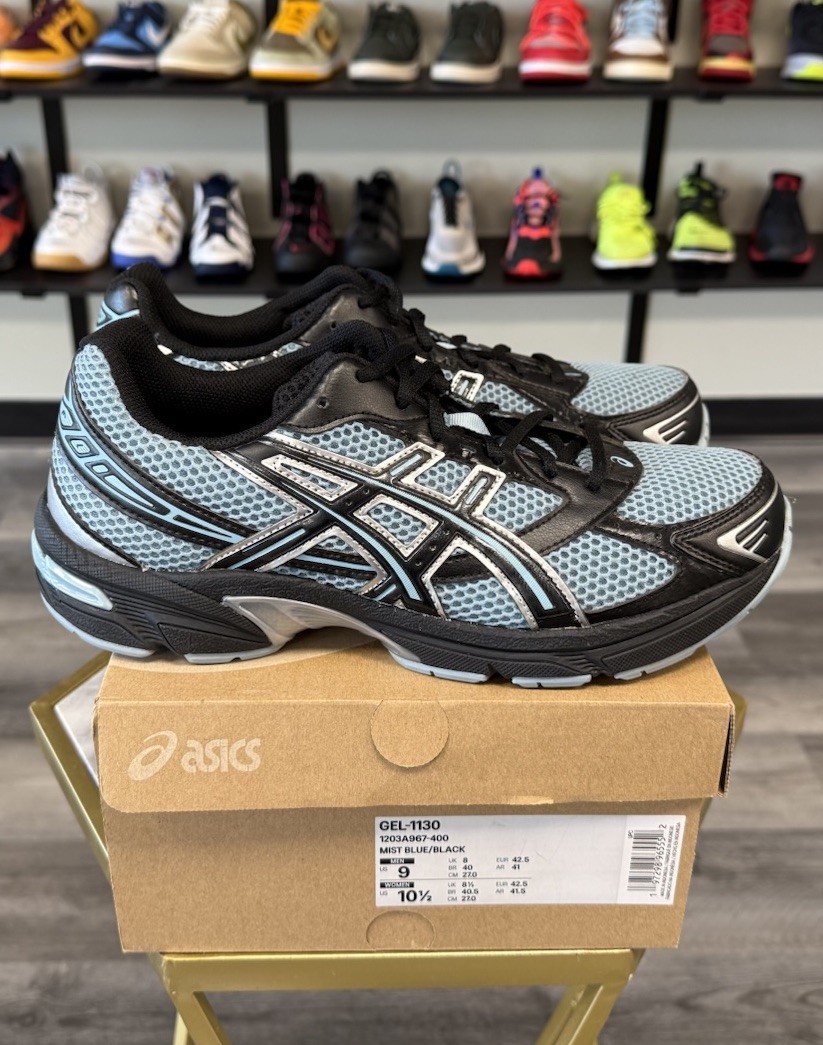 Size 9 – Asics Gel 1130 Black Ice Blue Preowned OG Box
