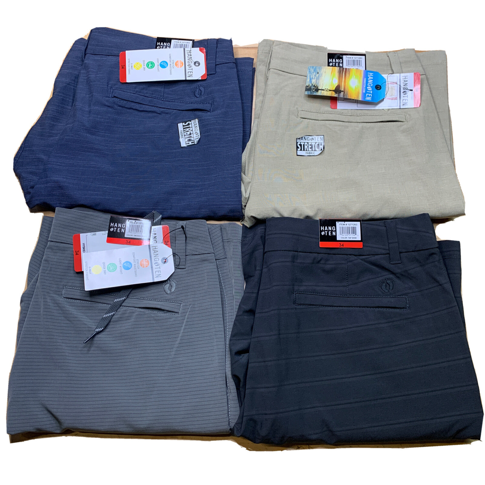 HANG TEN Mens Hybrid Shorts Lightweight Stretch 10″ Inseam Quick Dry Variety