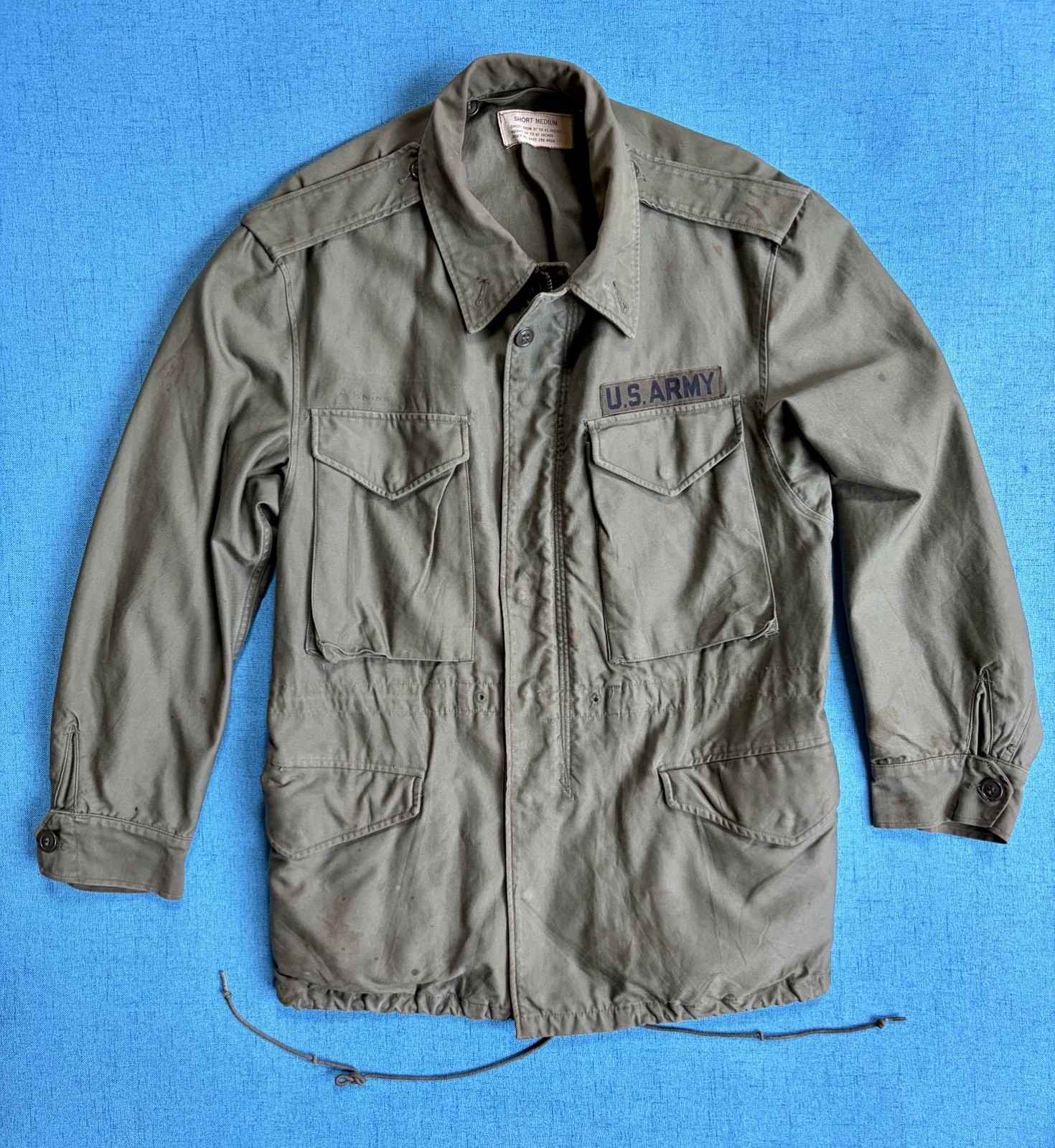Vintage 1958 US Army M-51 Field Jacket Short Medium M1951 Korean War OG-107
