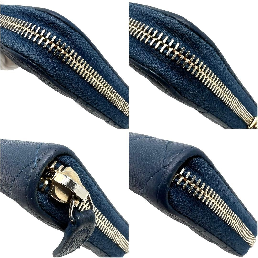 CHANEL Chanel Caviar Skin Matelass Round Zip Long Wallet