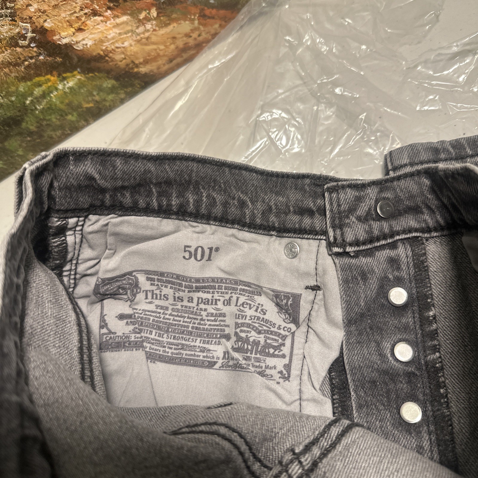 LEVI’S 501 DT Selvedge Jeans Denim Tears Irregular Biker Western Men 26×30 NOS