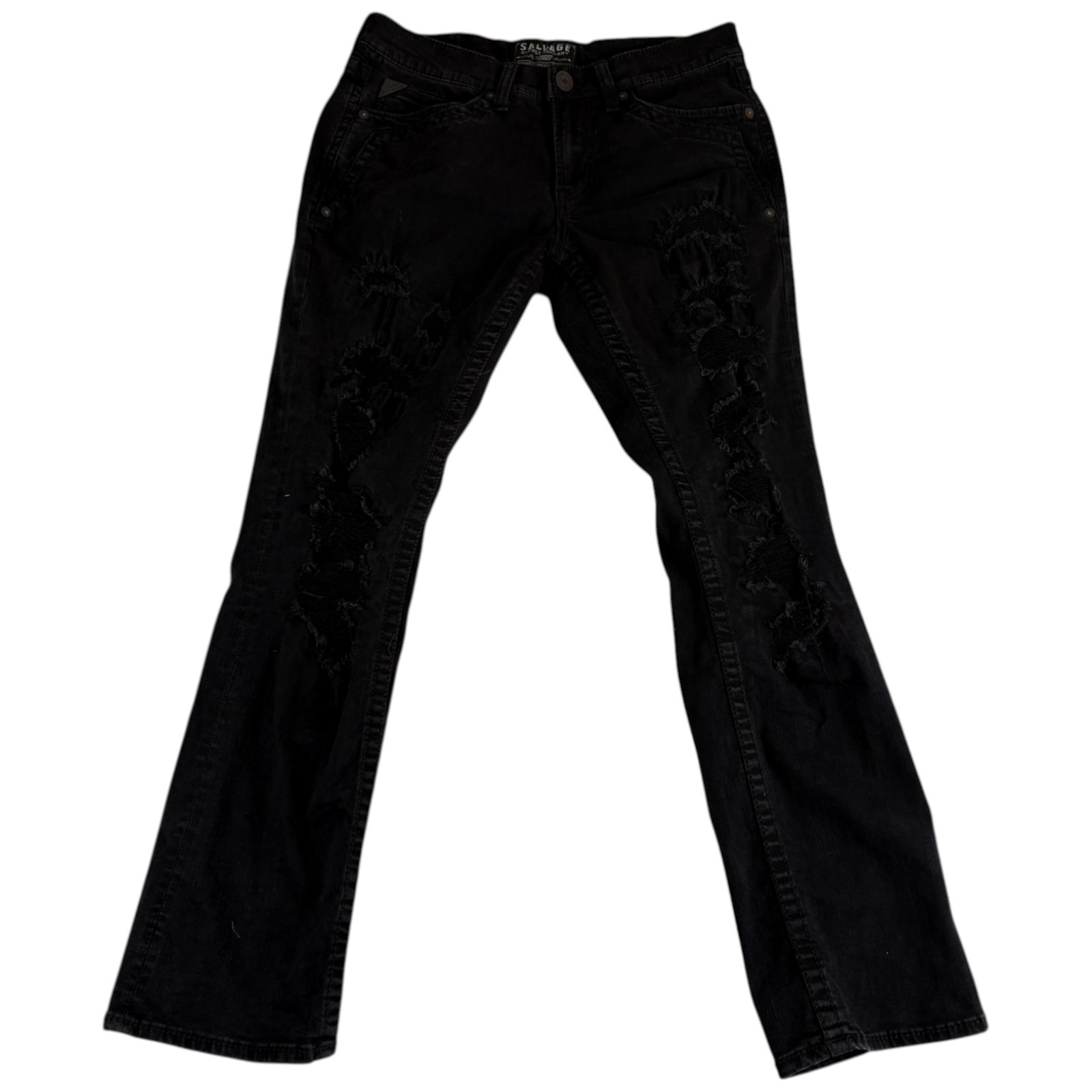 Buckle Salvage Mayhem Straight Regular Fit Jeans Mens 32 Black Denim Distressed