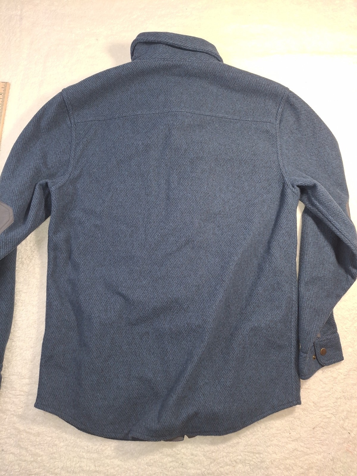 L.L.Bean Men’s Small Regular Blue Button Front Shirt Jacket Elbow Patches