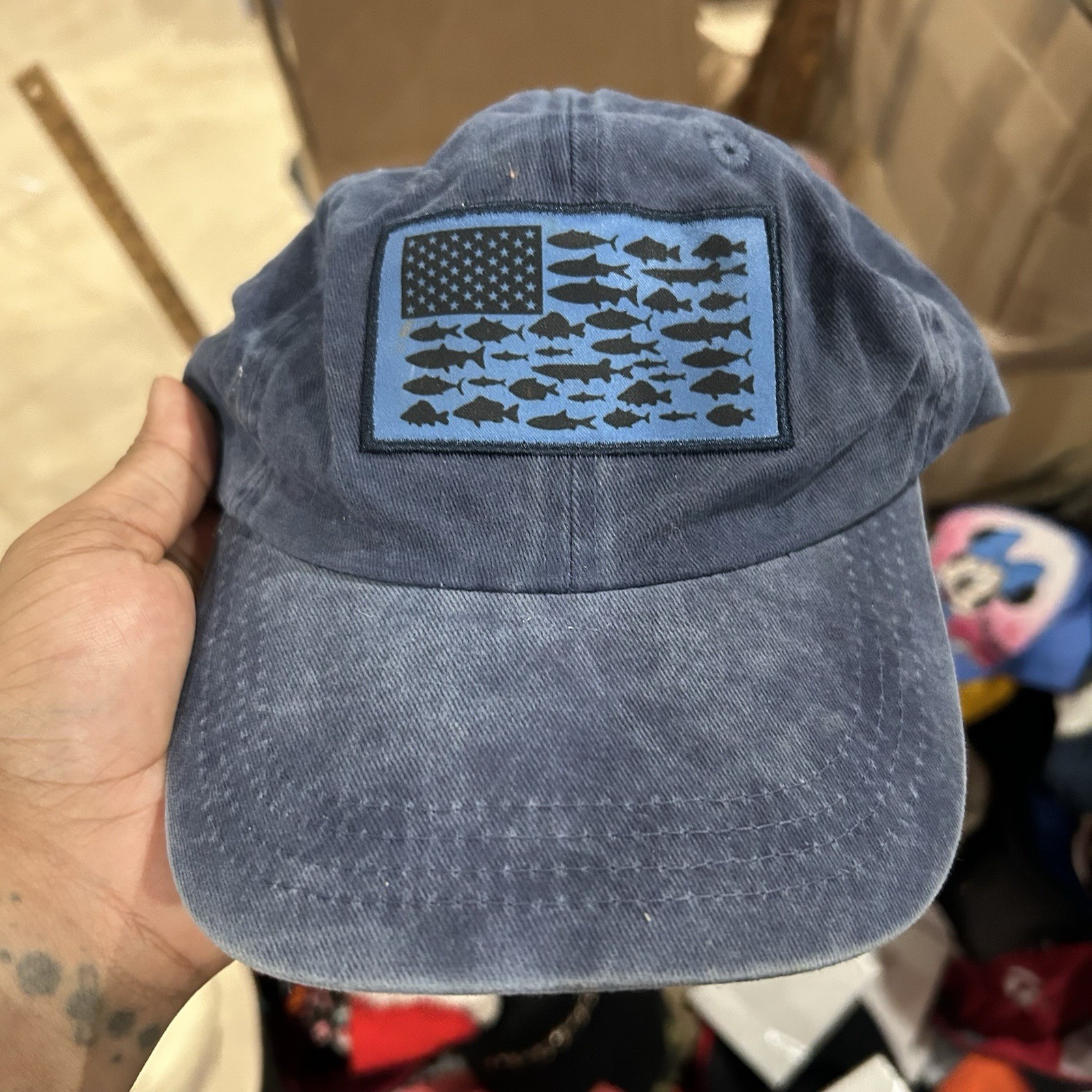 Fishing American Flag Hat Cap Snap Back One Size Cotton Casual Dad