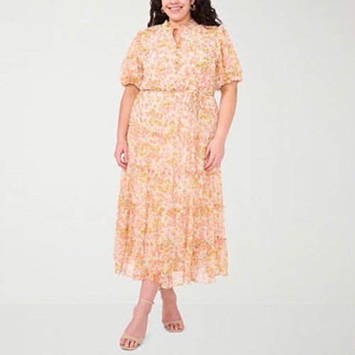 Sam & Jess Women’s Plus Size 2X NWT Shimmer Floral Maxi Dress