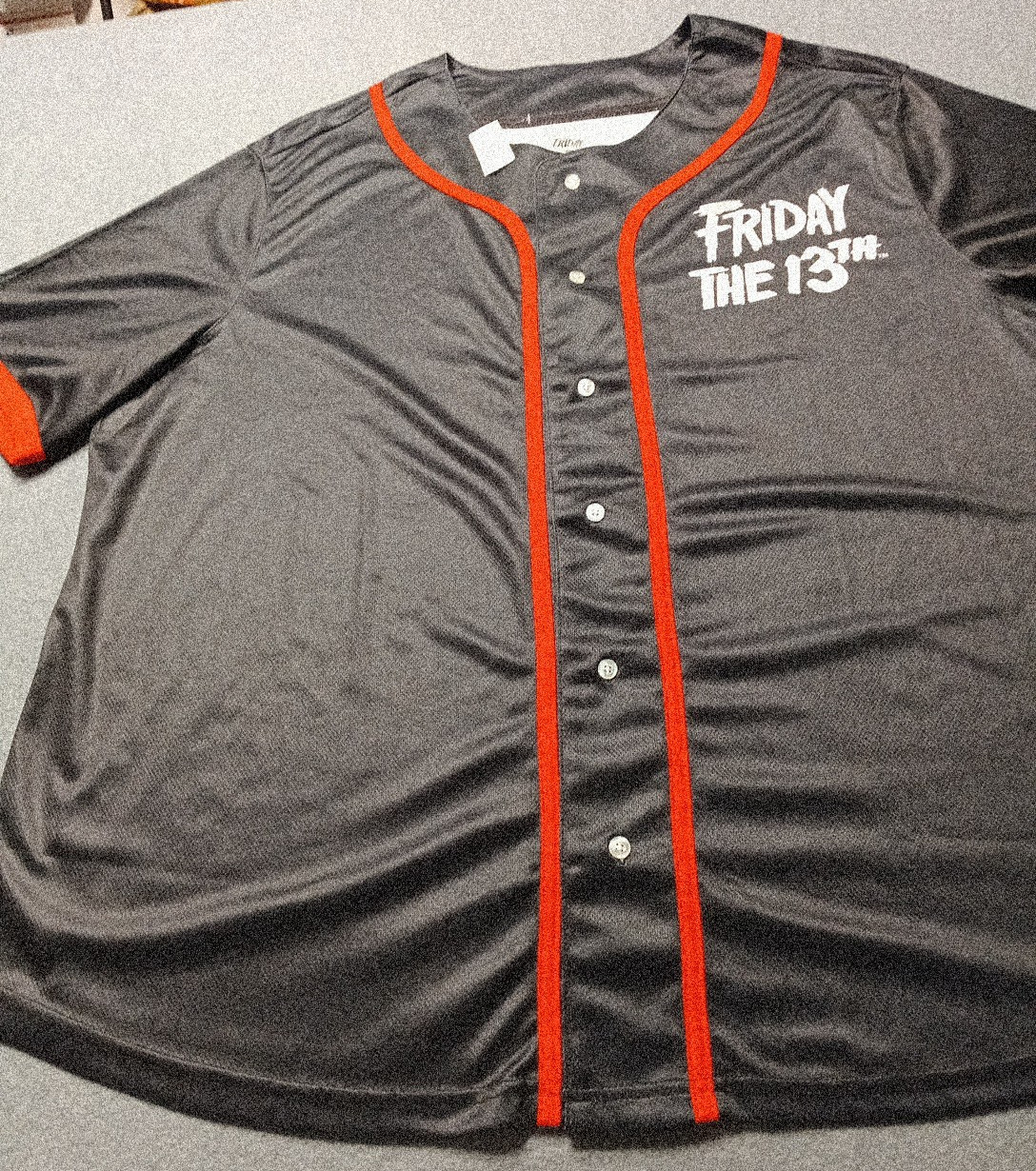 Friday the 13th Men Baseball Type Jersey Shirt Size 2X Black w/Red Trim NWT