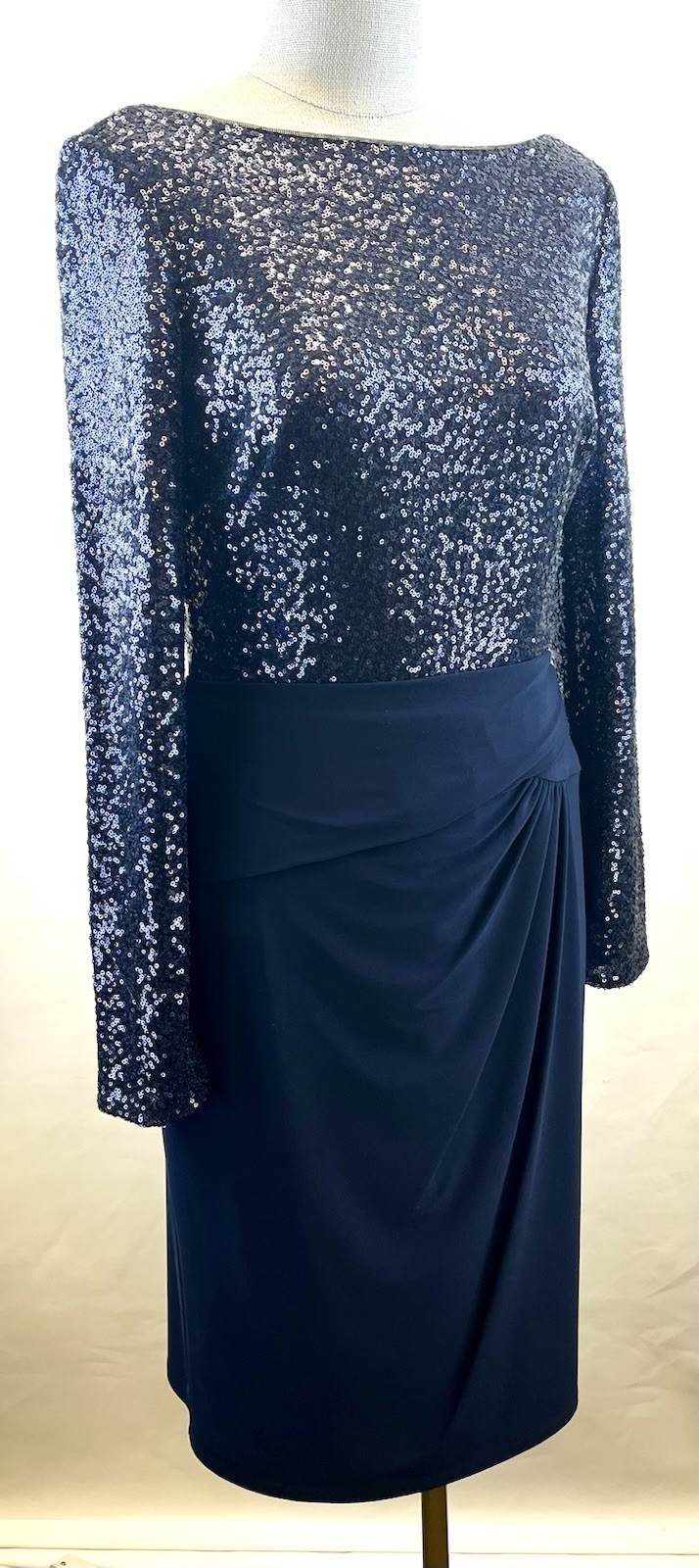 LAUREN RALPH LAUREN Size 10 Navy Polyester/Elastane Sequined Dress NWT