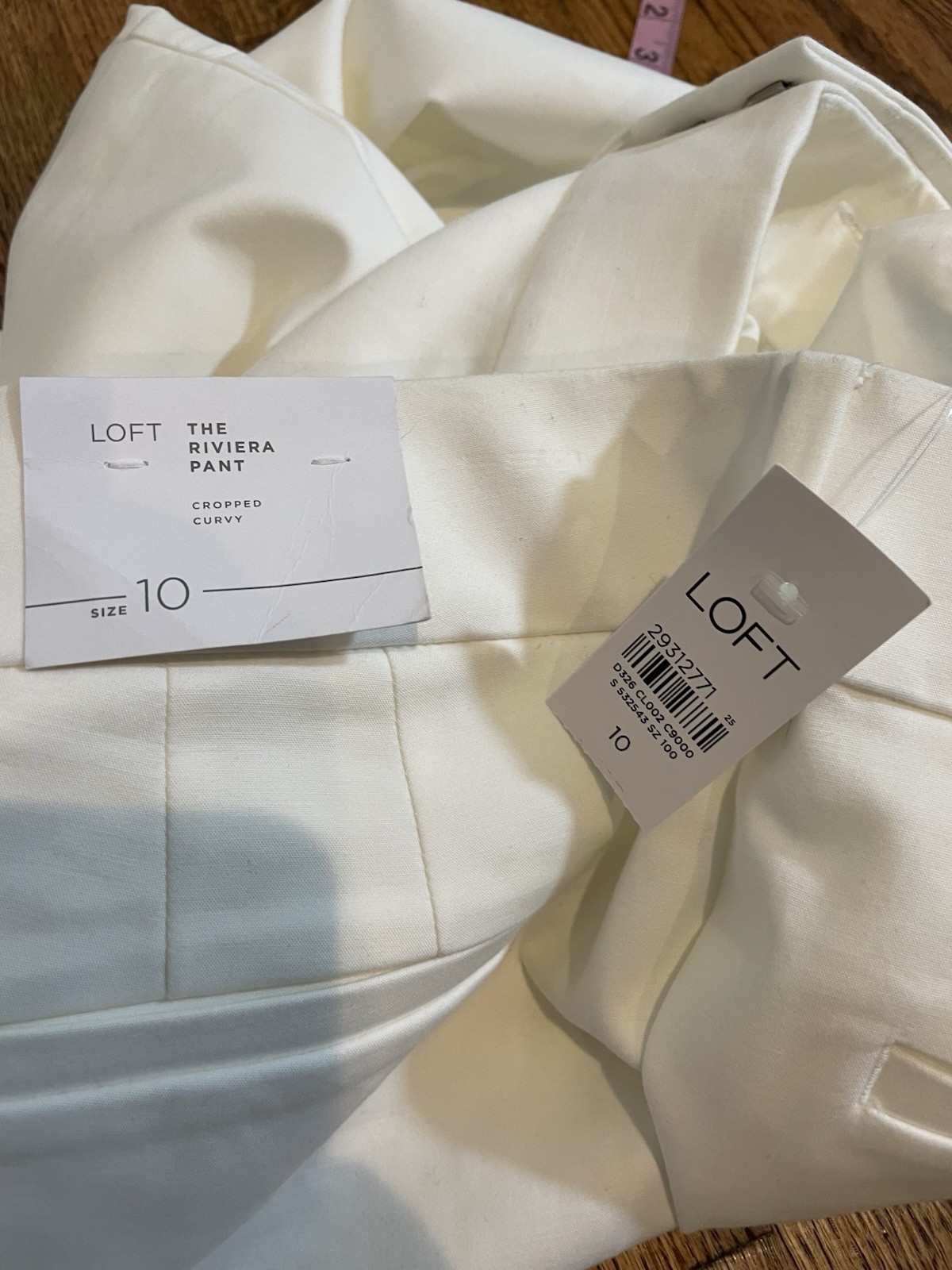 NWT LOFT Curvy Cropped Riviera Pant Sz 10 White Tailored Preppy Pockets Stretch
