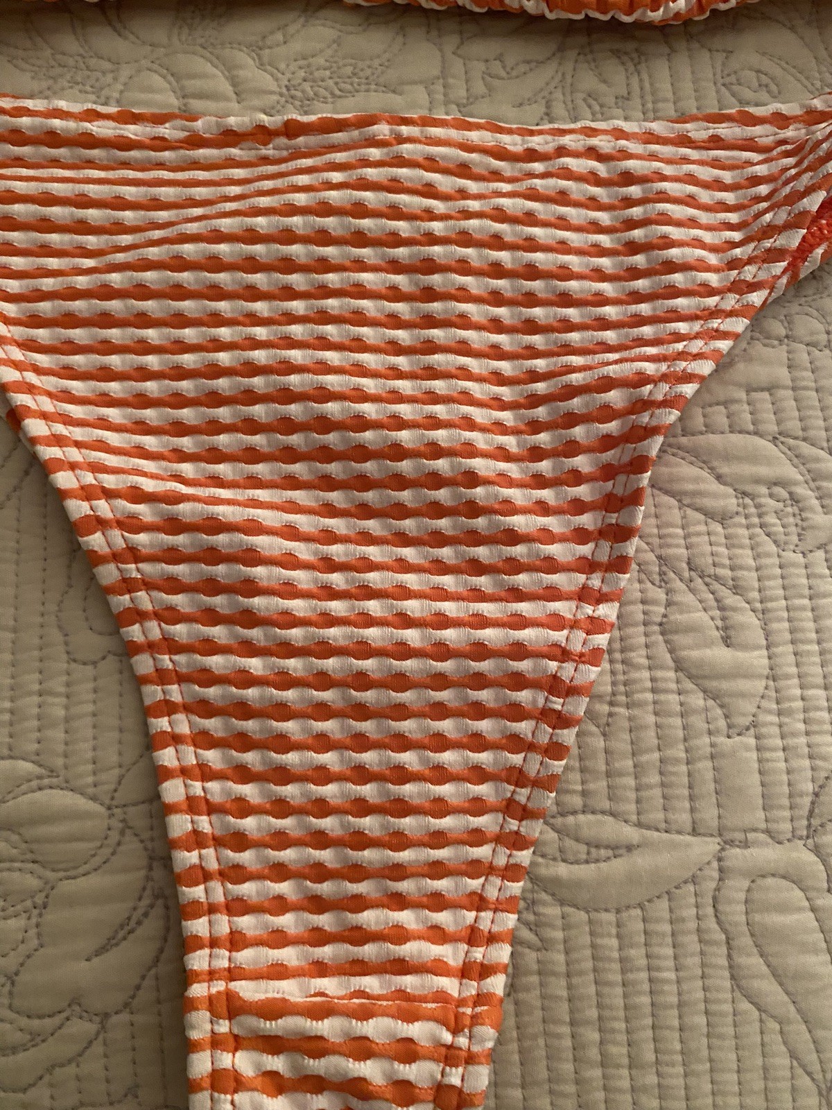 Accessorize Orange/Cream Patterned Halter Neck Bikini Set – Size M