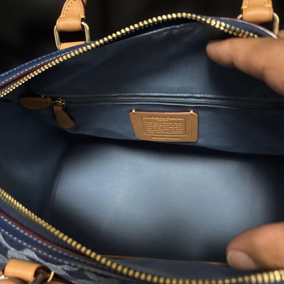 COACH Rowan Large Satchel Signature Denim Leather Crossbody Bag CY699 NEW NWT