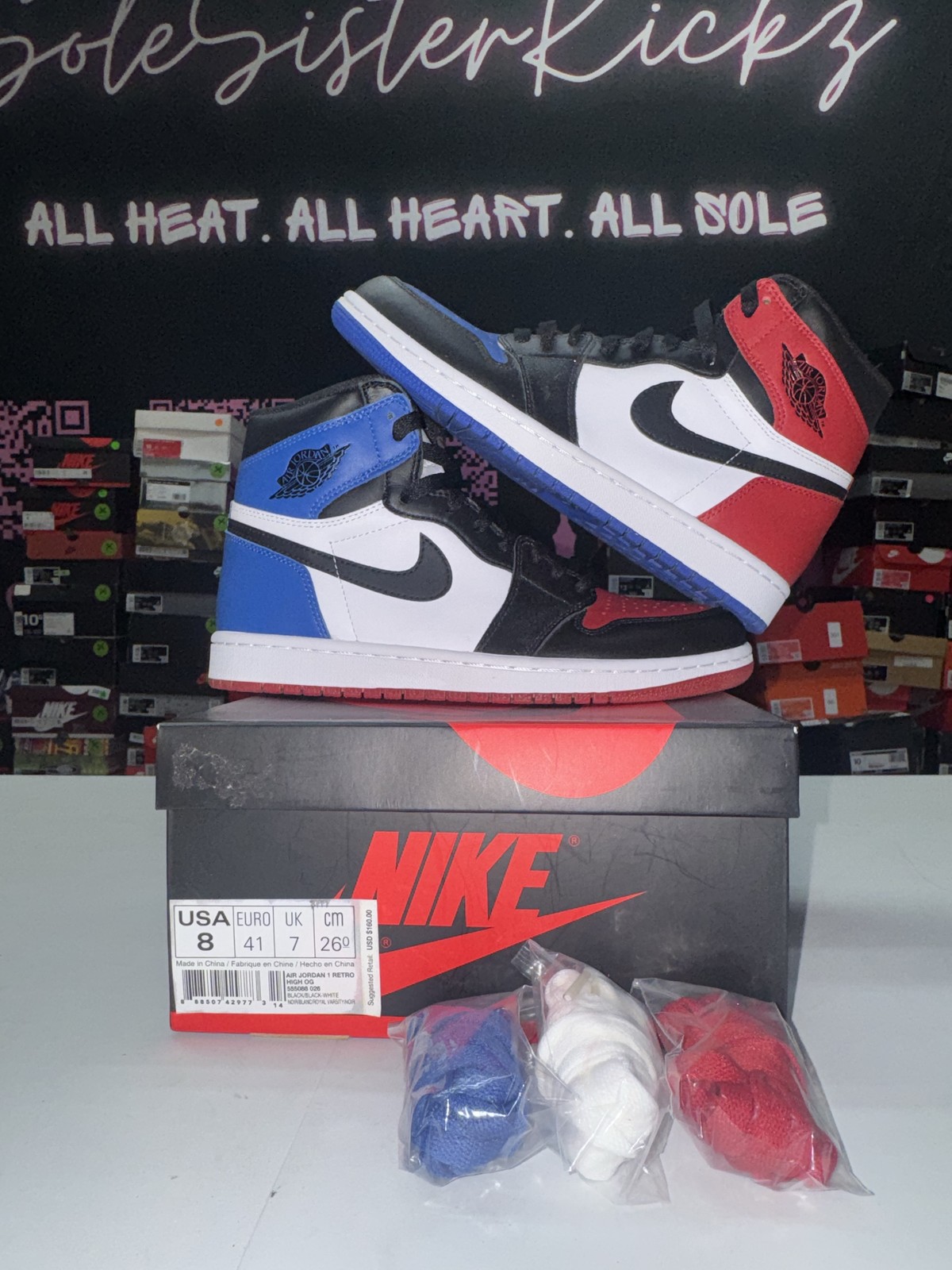 Jordan 1 Retro Top 3 8M/9.5W Pre-Owned Original Box (Good)