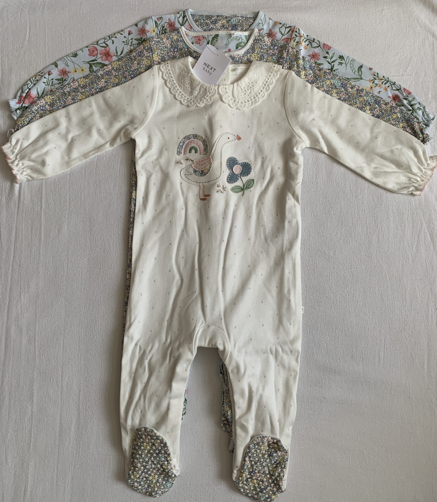 BNWT Baby Girls 3pk 100% Cotton Sleepsuits size 9-12 months NEXT